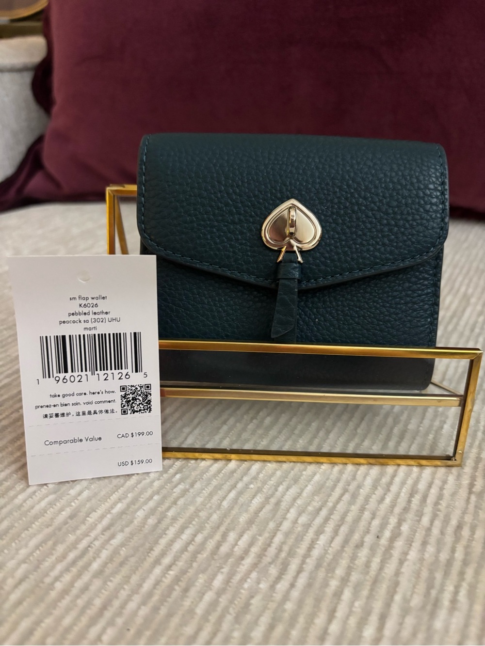 Kate Spade Marti Small Flap Wallet Pebbled Leather Peacock